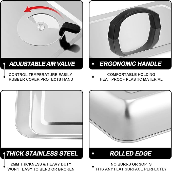 13x 9.75Inch Cheese Melting Domes, HaSteeL Rectangular Basting Steam Cover - Image 3
