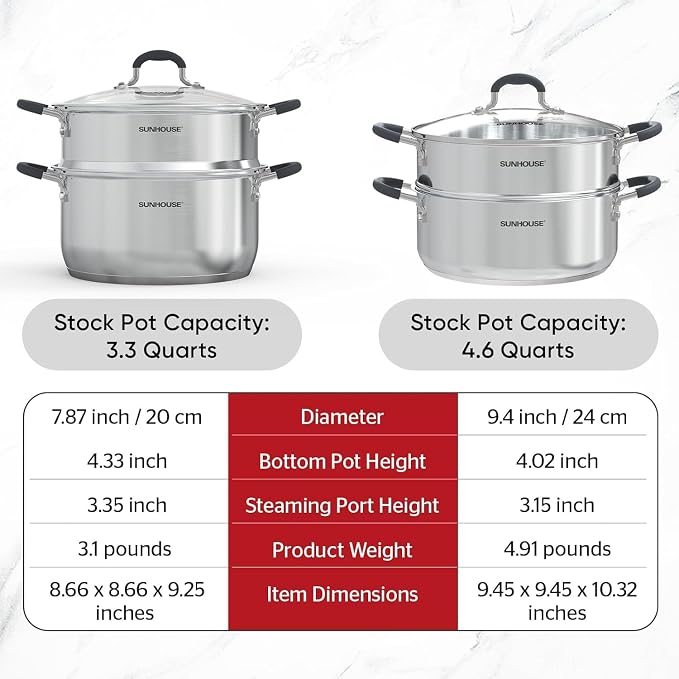 SUNHOUSE - 4.6 Quart Steamer Pots - Image 9