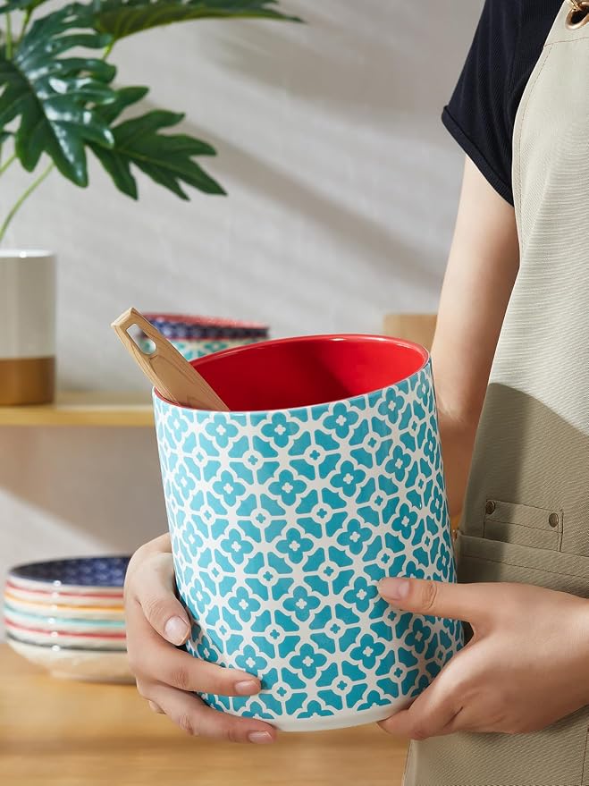 DOWAN Colorful Large Utensil Holder, 7.2" x 6.2" Ceramic Kitchen Utensil Holder - Image 4