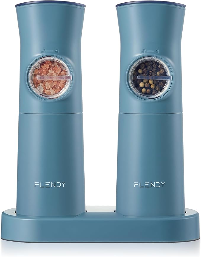 Flendy Gravity Electric Salt and Pepper Grinder Set Rechargeable, Automatic by Flendy