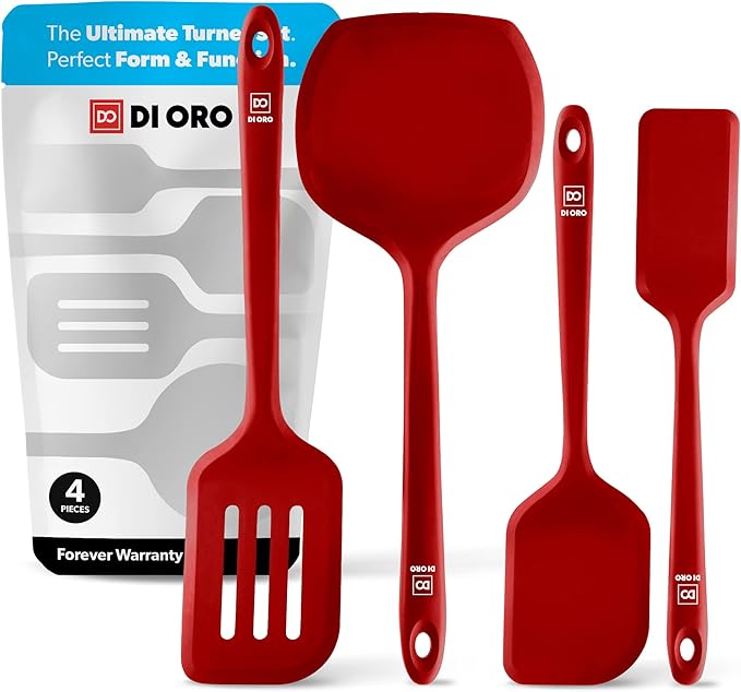 New DI ORO Seamless Series Moda 4-Piece Silicone Turner Spatula Set by DIORO