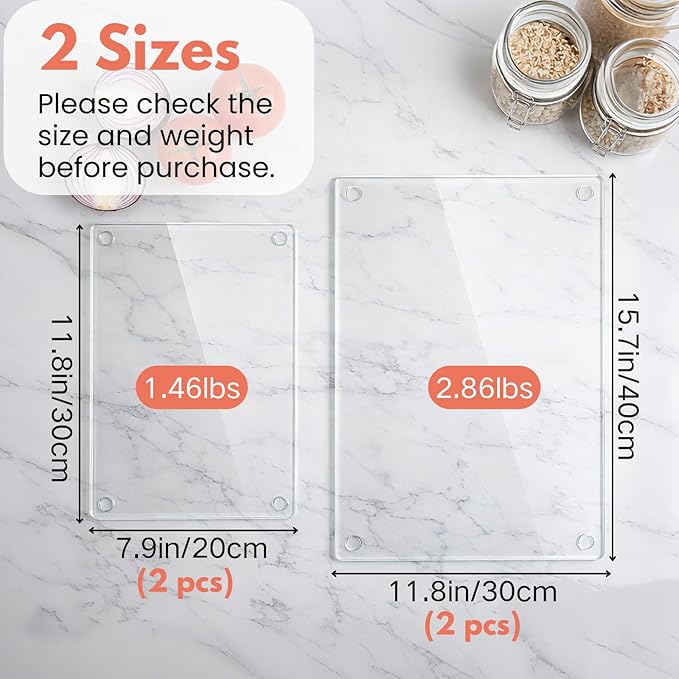 Hacaroa 4 Pack Tempered Glass Cutting Board - Image 2