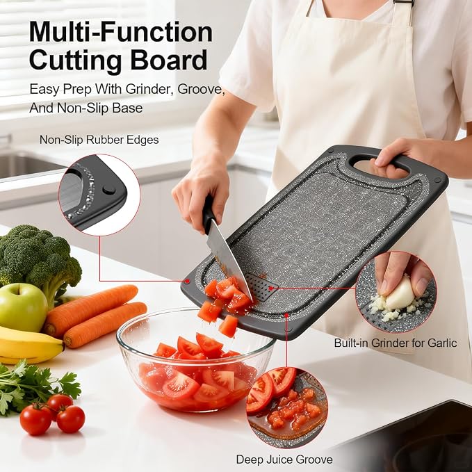 Viretang Metal Cutting Boards for Kitchen, Functional Large Black Plastic - Image 3