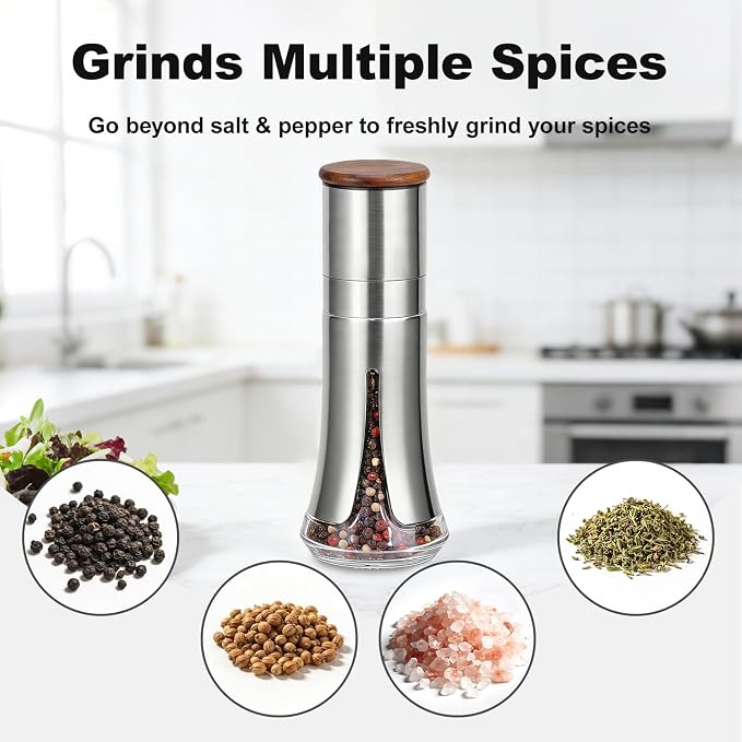 Aelga Pepper Mill - 4oz Stainless Steel Pepper Grinder Manual - Image 6