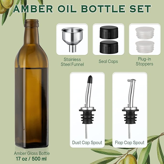 AOZITA 17oz Glass Olive Oil Dispenser - Image 2