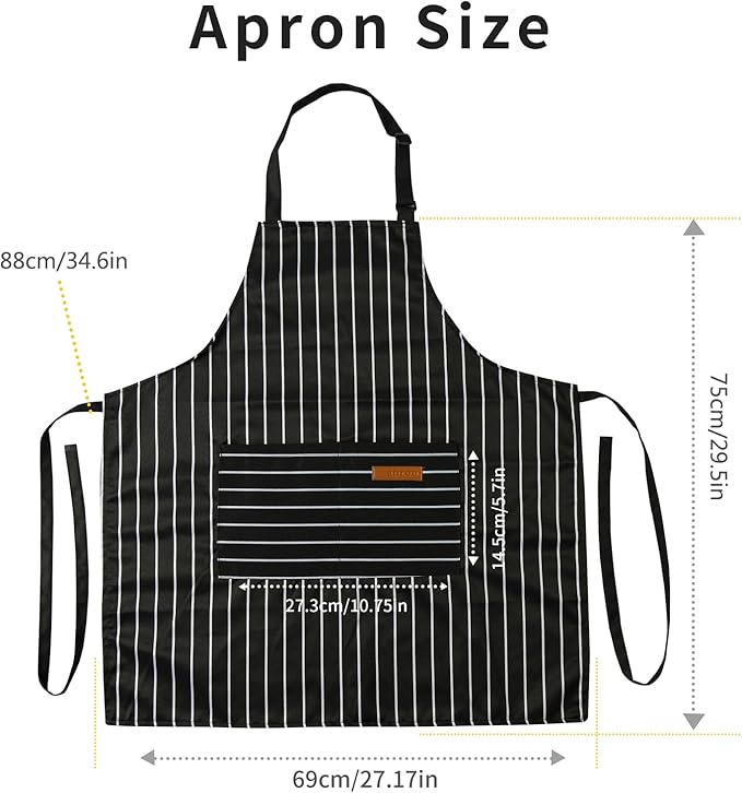 Tosewever 2 Pieces Kitchen Cooking Aprons, Cotton Polyester Blend Adjustable - Image 6