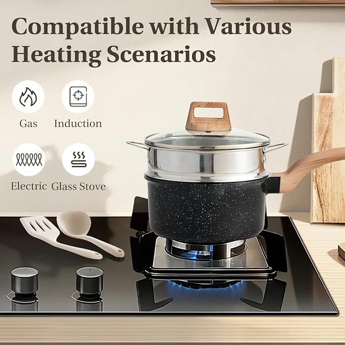 25 Pcs Pots and Pans Set, Nonstick & Non-Toxic Healthy Pots and Pans, - Image 3