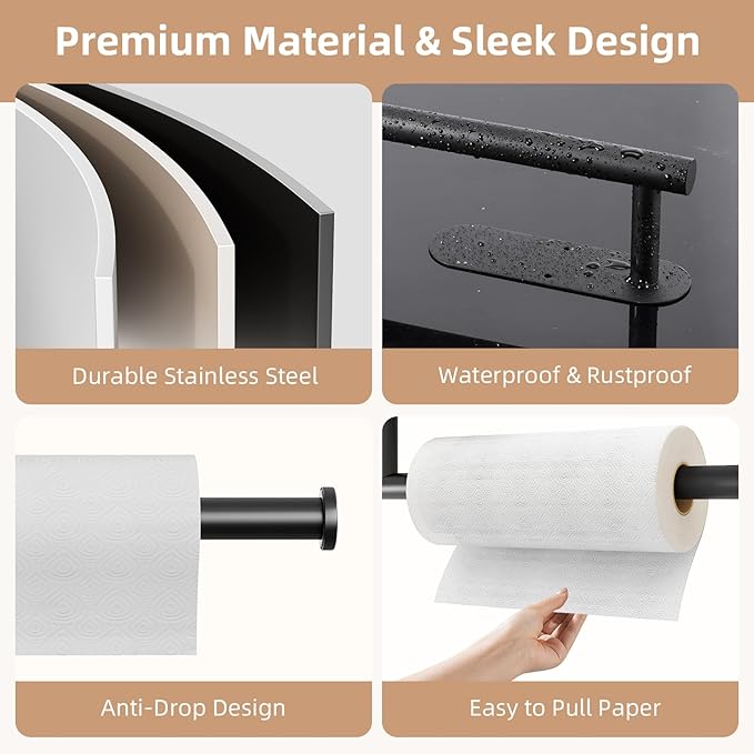 Paper Towel Holder, Improved Premium Paper Towel Holder Under Cabinet, - Image 3