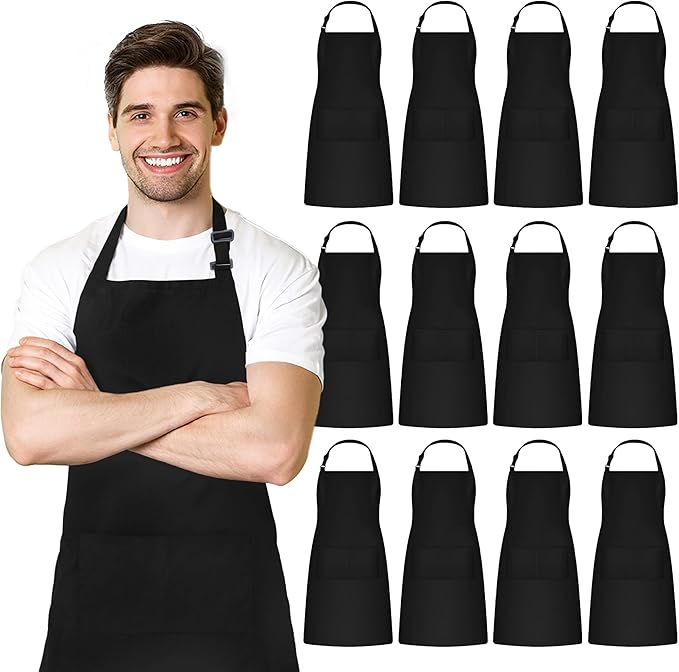 Adjustable Bib Apron 100% Polyester Kitchen Aprons Waterdrop Resistant Aprons by Avalon+Kitchen