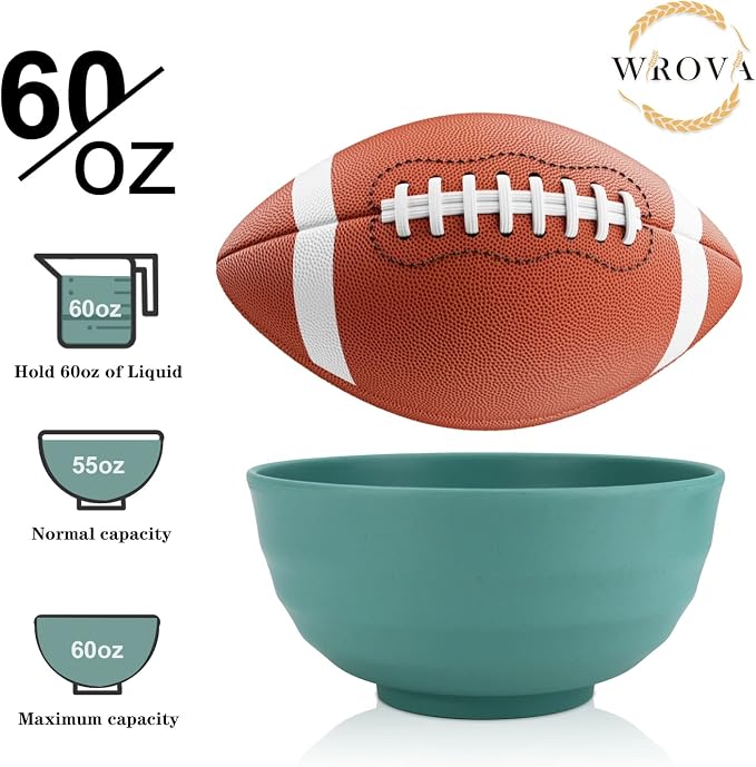 Wheat Straw Bowls Set 60 OZ Unbreakable Large Cereal Set of 6 - Image 3
