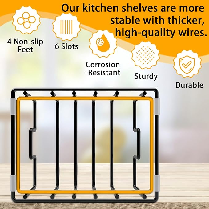2 Pack Cutting Board Organizer and Pot Lid Holder, Kitchen Cabinet Organizer - Image 5