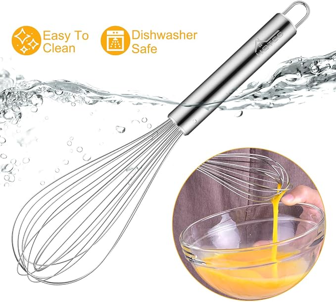 HOTEC 4 Pieces Stainless Steel Whisks Set Wire Whisk Balloon Whisk Egg Beater - Image 6