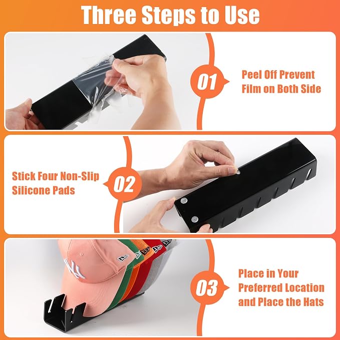 Hat Stand for Baseball Caps, 2 Pack No Install Acrylic Hat Organizer for 14 - Image 3