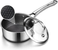 Sauce pan with lid, 1.5 Quart Hybrid Nonstick Sauce pans set, Stainless Steel by SNOWCLAD