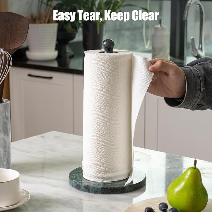 Koville Italian Natural Marble Paper Towel Holder Countertop, Genuine Stone - Image 6