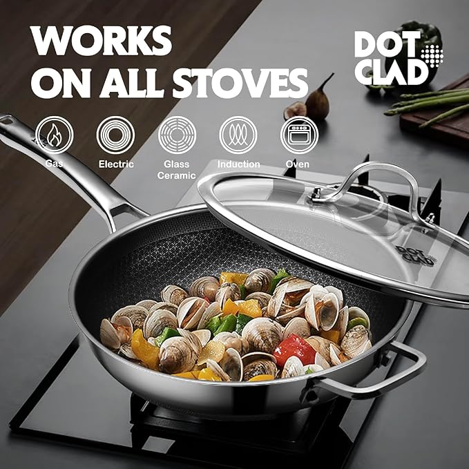 DOTCLAD Wok pan, Hybrid 12 inch Wok - Image 4