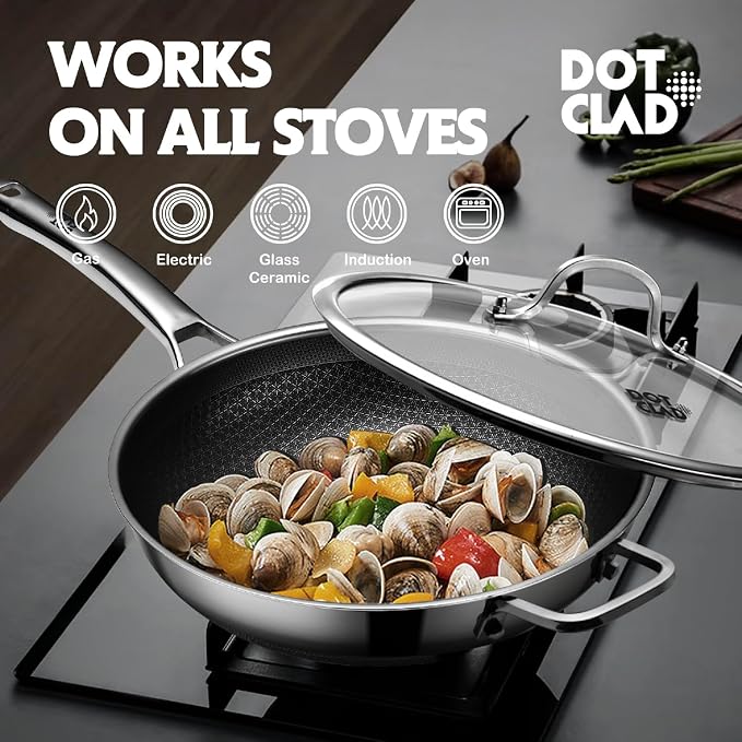 DOTCLAD 13 Inch Hybrid Stainless Steel Wok - Image 4