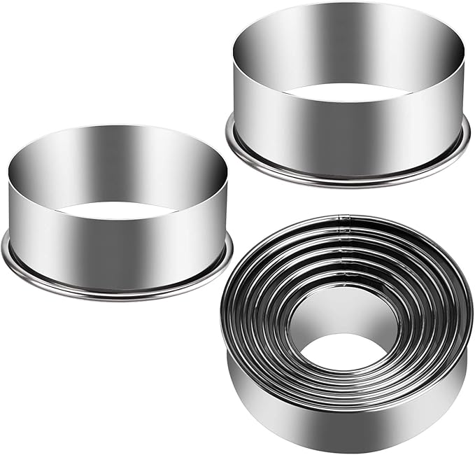 9 Pieces Stainless Steel Cookie Cutter Set Biscuit Plain Edge Round Cutters by KSPOWWIN