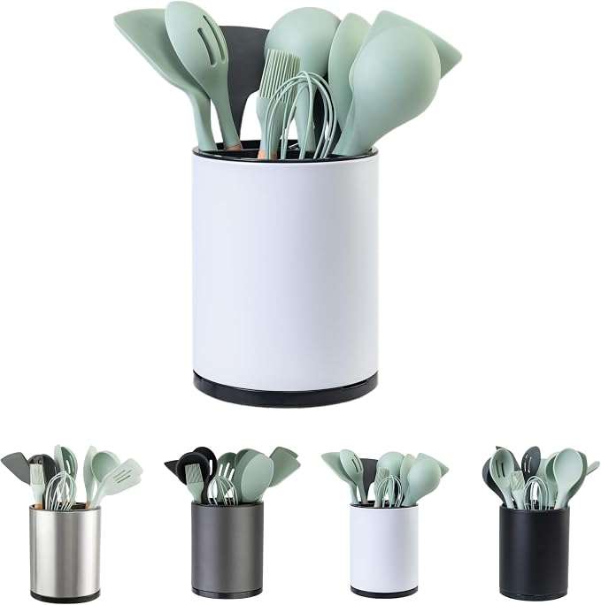 LIBODOUR Kitchen Utensil Holder Extra Large 360°Rotating by ModernandFarmhouseUtensilHolder