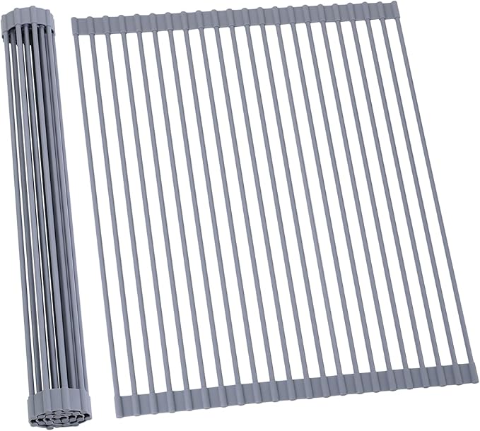 Ohuhu Sink Drying Rack, 20.5" W x 16.1" L Over The Sink Roll-Up Dish Drainer by Ohuhu