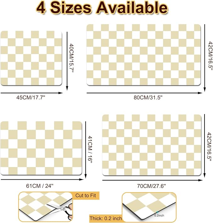 Checkered Dish Drying Mat for Kitchen, Coffee Station Mats - Image 5