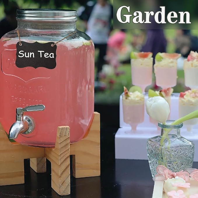 2 Gallon Drink Dispenser with 18/8 Stainless Steel Spigot, Sun Tea Glass Mason - Image 3