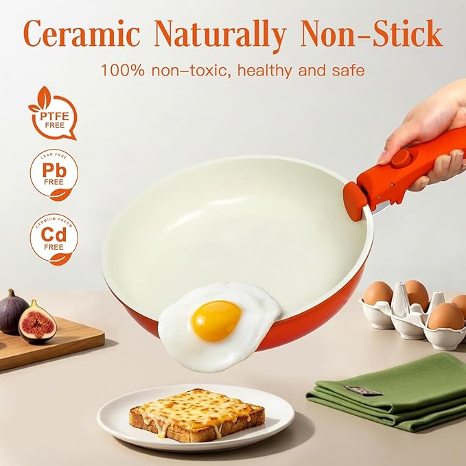 GIPP 11pcs Pots and Pans Set Non Stick, Nonstick Cookware Set Detachable Handle - Image 6