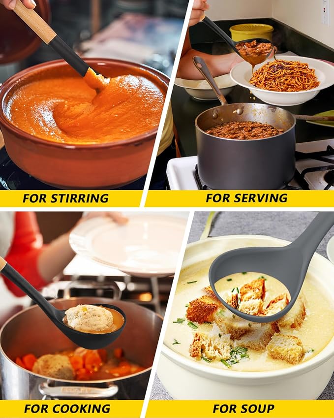Pack of 2 Soup Ladle, Silicone Ladle Spoon - Image 4