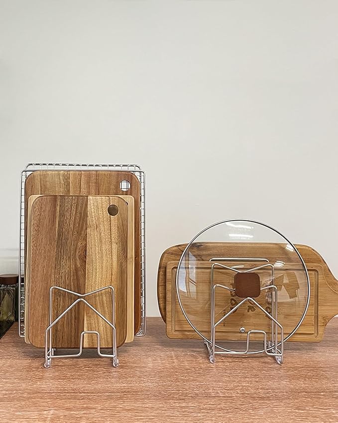 2 Pack Pot Lid Organizer Cutting Board Holder Inside Cabinet 304 Stainless - Image 2