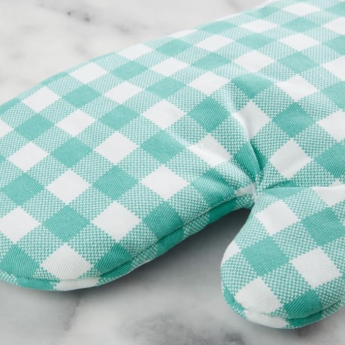 KitchenAid Gingham Oven Mitt 2-Pack Set, Aqua Sky - Image 4