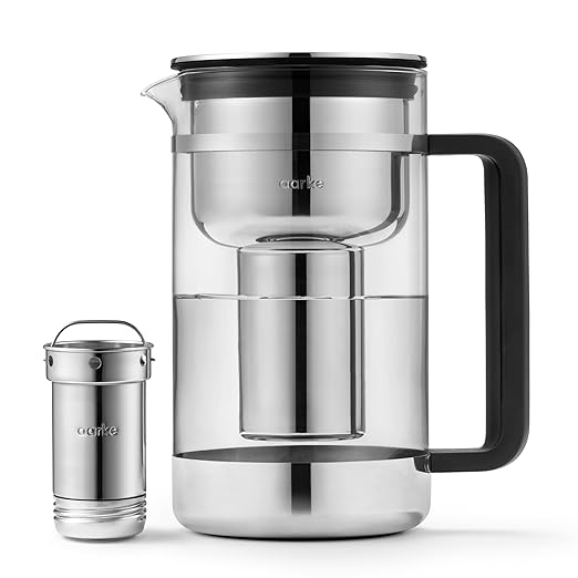 Aarke Purifier - Premium Glass and Stainless Steel Water Filter Pitcher by aarke