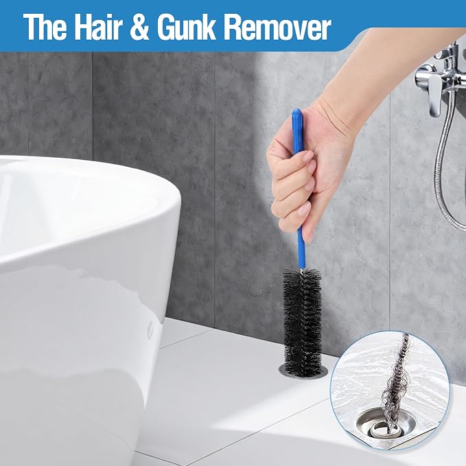 3PCS Drain Brush Set with Refrigerator Coil Cleaning Brush, Bathroom Drains & - Image 3