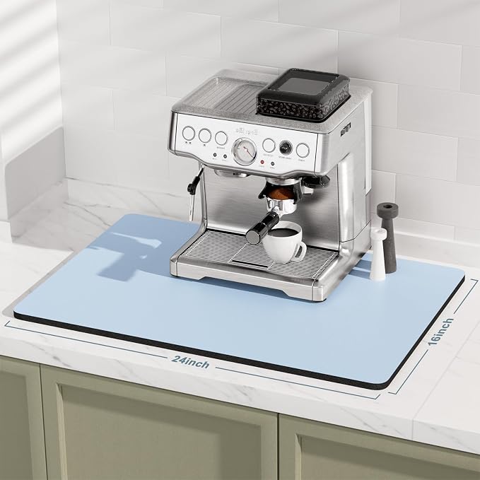 Rnivvi Coffee Mat, Hide Stain Rubber Backed Absorbent Dish Drying Pad - Image 2