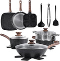 NEWBULIG 17-Piece Nonstick Cookware Set, Non-Toxic Pots and Pans by NEWBULIG