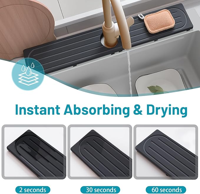 Fast Drying Stone Faucet Mat for Kitchen Sink - Image 5
