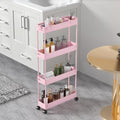 SPACELEAD Slim Storage Cart 4 Tier, Bathroom Organizer Rolling Utility by Home