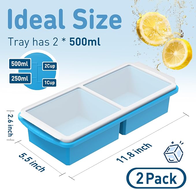 Silicone Freezer Tray with Lid Soup Freezer Container Molds with Steel - Image 2