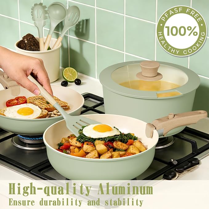 Umite Chef Non Stick Pots and Pans Set, Nonstick Healthy Induction Cookware - Image 5