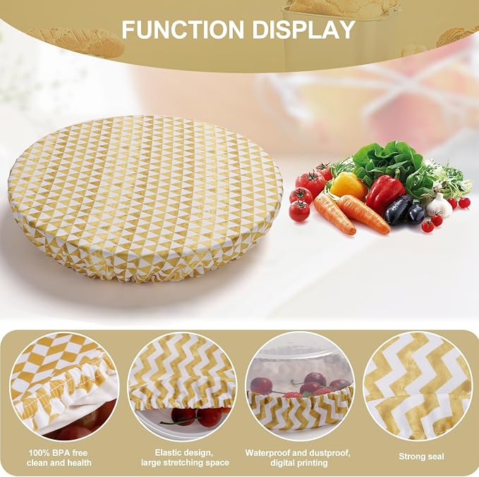 10Pcs Reusable Bowl Covers In 5 Size, Stretch Cloth Fabric Dish Cover Kitchen - Image 3