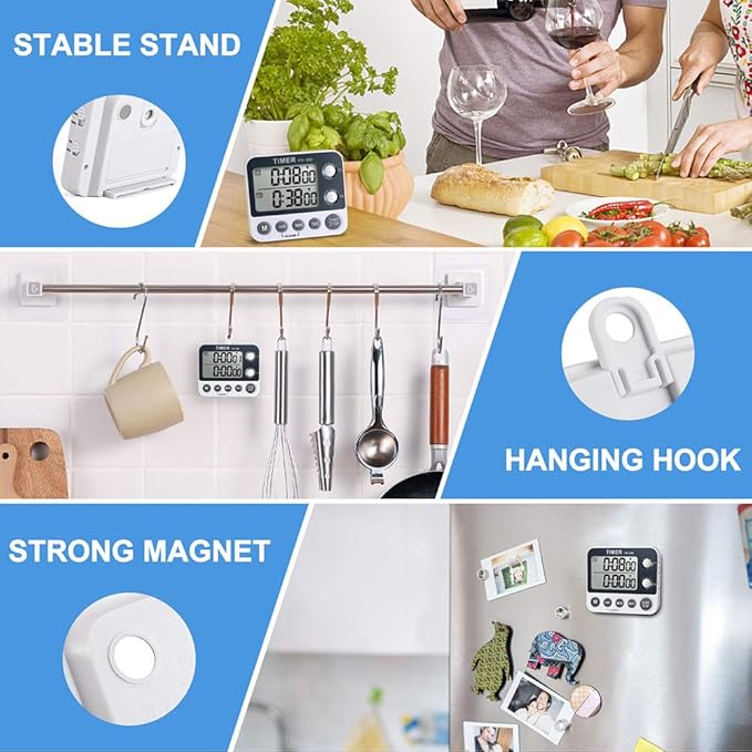 HomeMall Digital Kitchen Cooking Timer, Dual Count Up & Down - Image 6