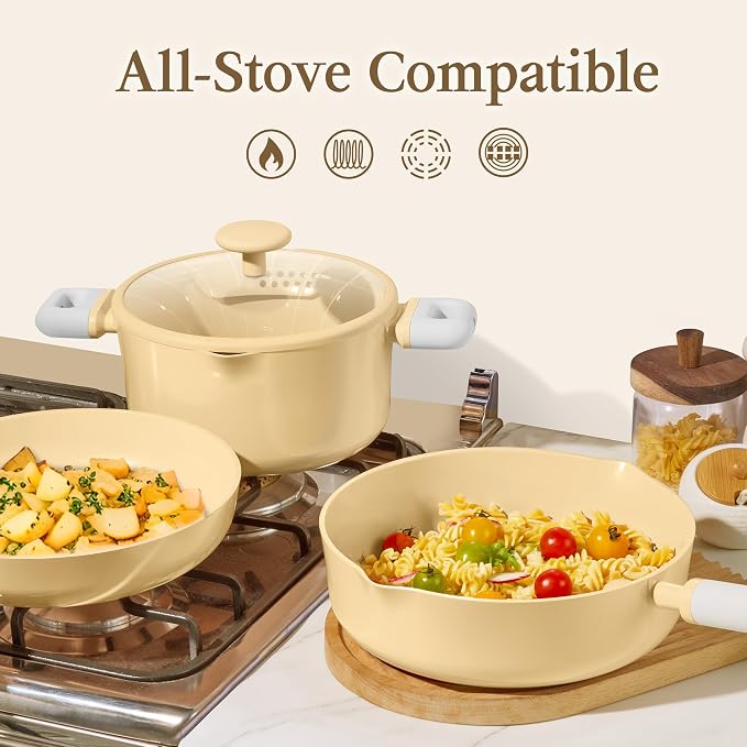 CAROTE Pots and Pans Set Nonstick, Ceramic Cookware Set, PFAS PTFE Free - Image 5