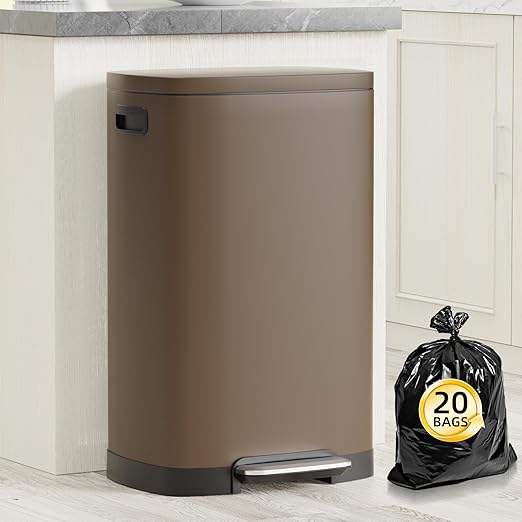 KdbK 13 Gallon Trash Can with Lid, 50L Fingerprint Proof Stainless Steel by Unknown
