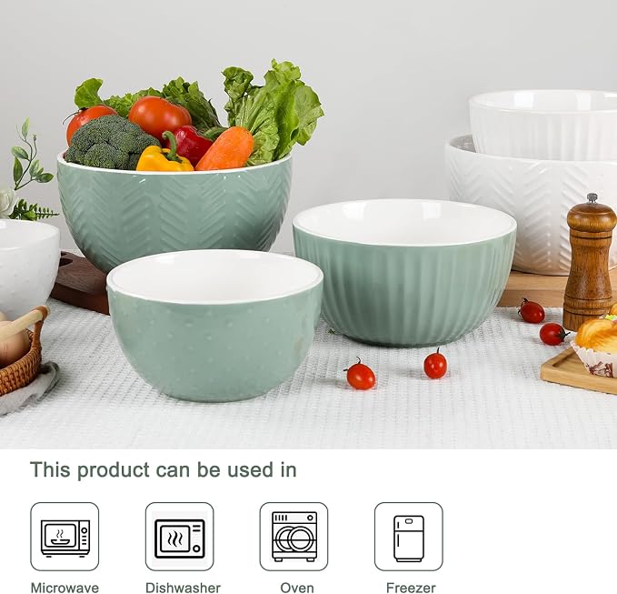 HAPPY KIT Ceramic Mixing Bowls Set, Serving Bowls Set - Image 5