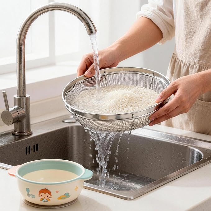 Fine Mesh Strainer for Kitchen, Stainless Steel Colander Bowl for Pasta - Image 7