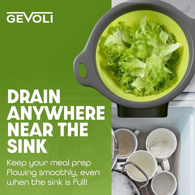 Gevoli Collapsible Colander Strainer, Includes Over-sink Countertop Draining - Image 5