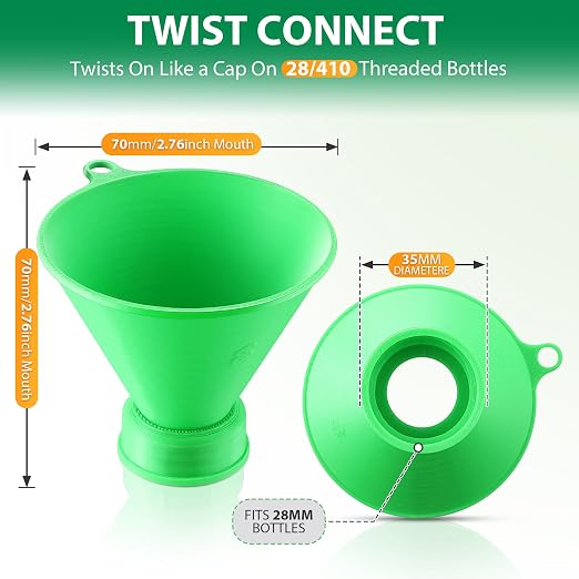 Threaded Funnel Easy Fill Funnel, Twist On Empty Spray Bottle Refill Adapter Fit - Image 2