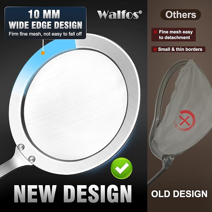 Walfos Skimmer Spoon, 304 Stainless Steel Fine Mesh Strainer, Foam Strainer Oil - Image 2