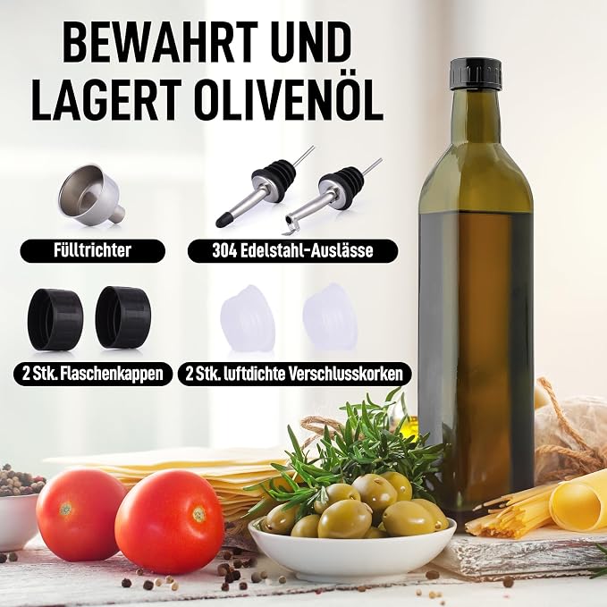 Zulay Kitchen Olive Oil Dispenser Bottle – 17oz Glass Oil Container - Image 2