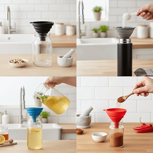 Kitchen Funnel Set of 4 – Collapsible Silicone Funnels - Image 4