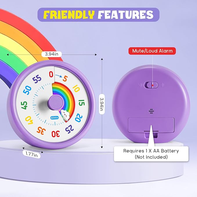 HIPPIH Visual Timer for Kids, 60 Minute Countdown Timers for Classroom Kitchen - Image 4